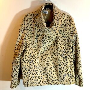 CHICO’S Sz 18 (estimated) Animal Print Turned Collar Leather Lined Jacket Coat